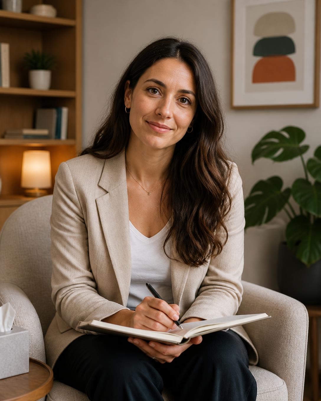 Compassionate Weehawken Mind clinician in a calm modern office